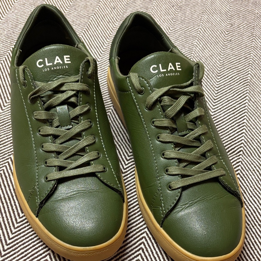 Clae Olive Green Sneakers with Gum Sole